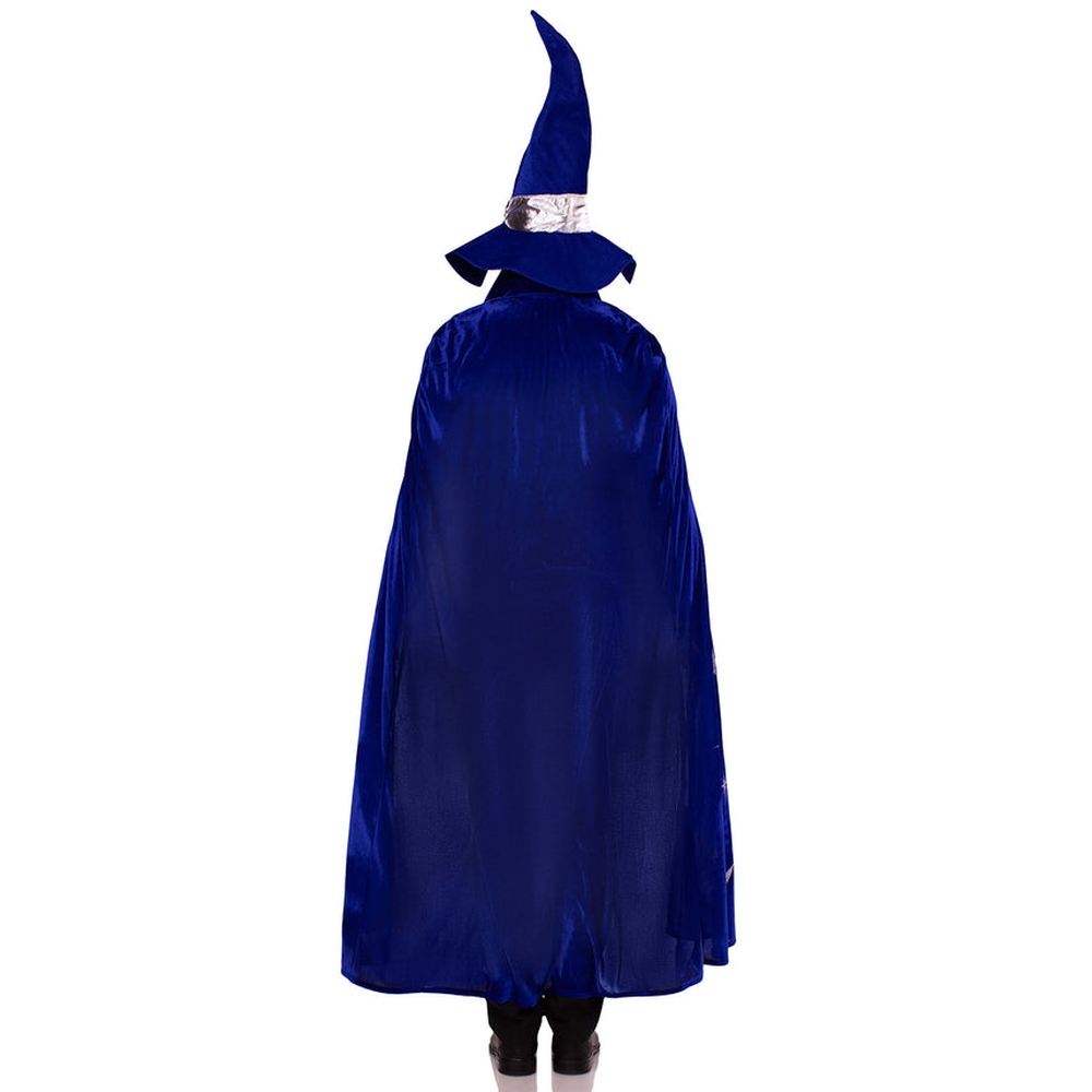 Leg Avenue - 3 PC Wizard Kit, Cape, Hat and Beard Costume Accessory Kit - Blue